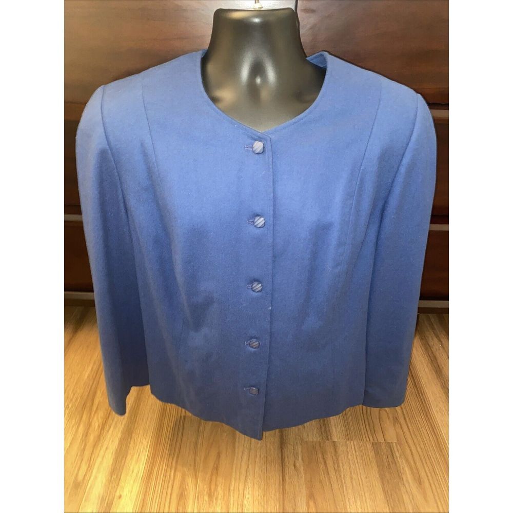 VTG Women's Pendleton‎ Size 22W Solid Blue 100% Virgin Wool Sport Coat USA